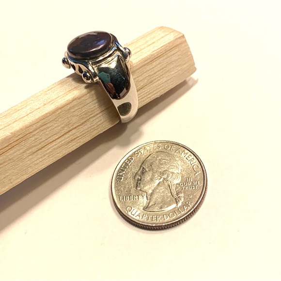 Tahitian Black Pearl Ring Set In Sterling Silver Stamped .925 Size 6 - Picture 7 of 12